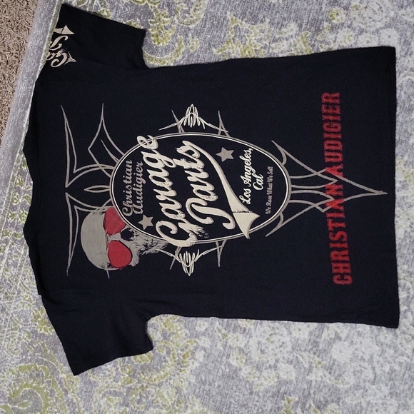 NWT Christian Audigier Garage Parts Men's Small Tshirt Race Auto Skull - Picture 5 of 7